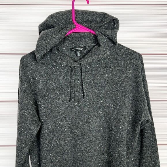 SAKS FIFTH AVENUE Cashmere Gray Hooded Relaxed Fit Sweater XS - Picture 2 of 13